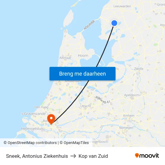 Sneek, Antonius Ziekenhuis to Kop van Zuid map