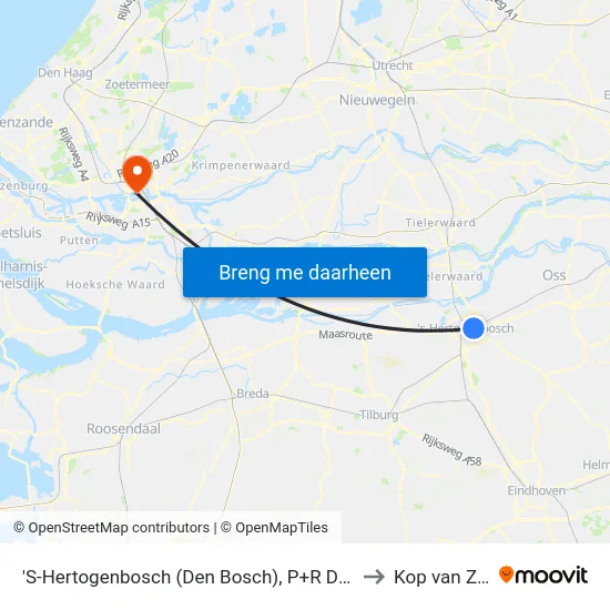 'S-Hertogenbosch (Den Bosch), P+R De Vliert to Kop van Zuid map