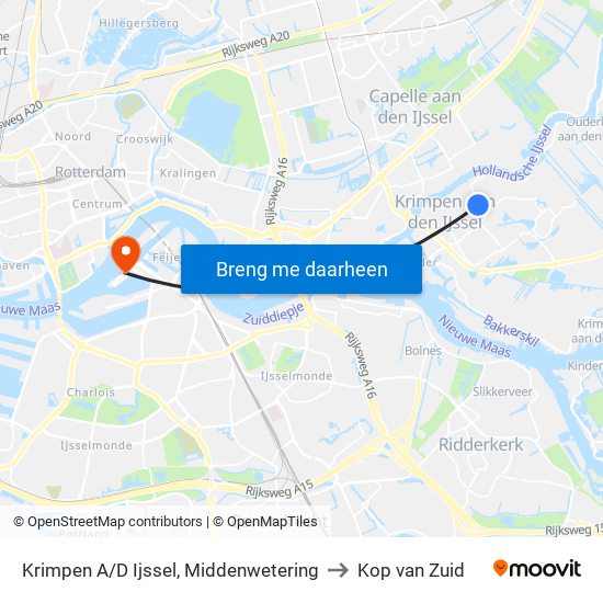 Krimpen A/D Ijssel, Middenwetering to Kop van Zuid map