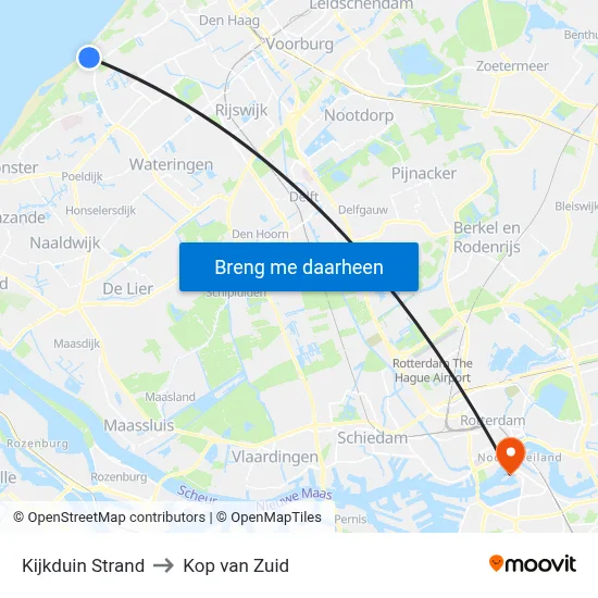 Kijkduin Strand to Kop van Zuid map