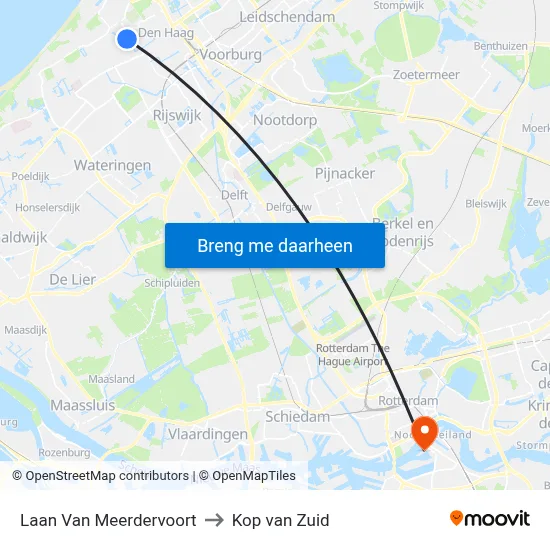 Laan Van Meerdervoort to Kop van Zuid map