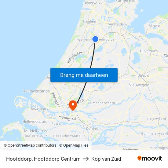 Hoofddorp, Hoofddorp Centrum to Kop van Zuid map