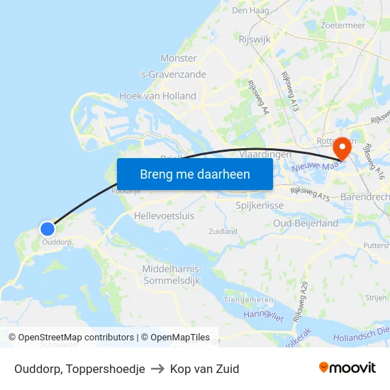 Ouddorp, Toppershoedje to Kop van Zuid map