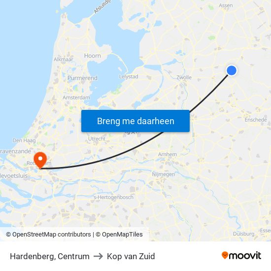 Hardenberg, Centrum to Kop van Zuid map