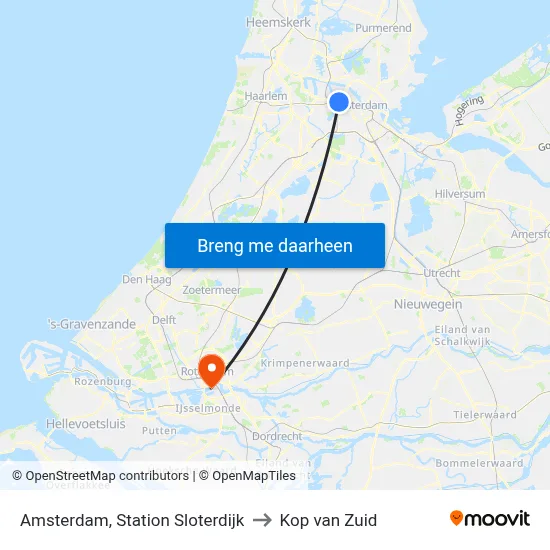 Amsterdam, Station Sloterdijk to Kop van Zuid map