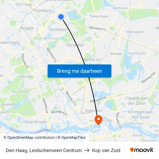 Den Haag, Leidschenveen Centrum to Kop van Zuid map