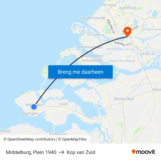 Middelburg, Plein 1940 to Kop van Zuid map