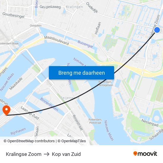 Kralingse Zoom to Kop van Zuid map