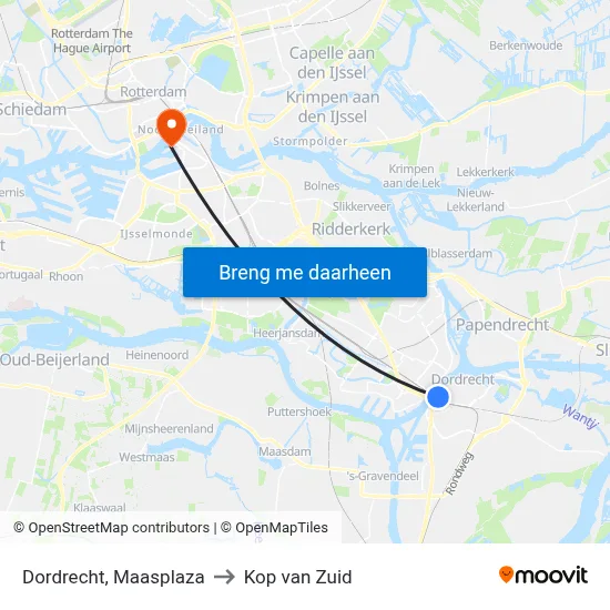Dordrecht, Maasplaza to Kop van Zuid map