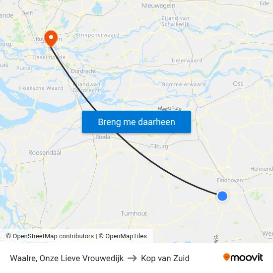 Waalre, Onze Lieve Vrouwedijk to Kop van Zuid map