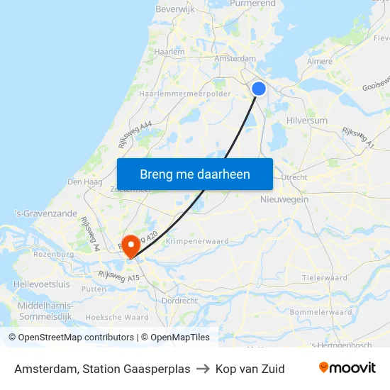 Amsterdam, Station Gaasperplas to Kop van Zuid map