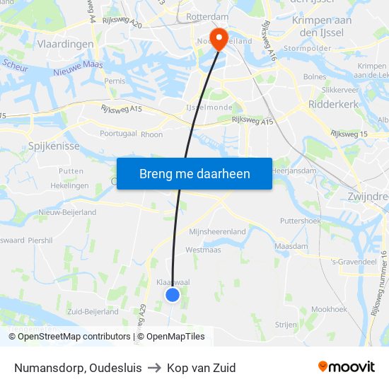 Numansdorp, Oudesluis to Kop van Zuid map