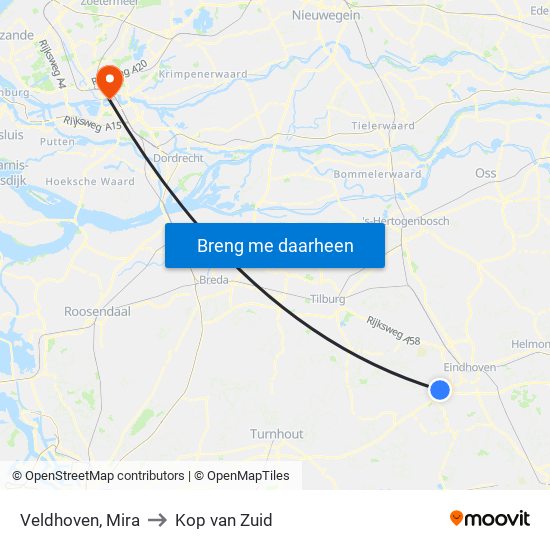 Veldhoven, Mira to Kop van Zuid map
