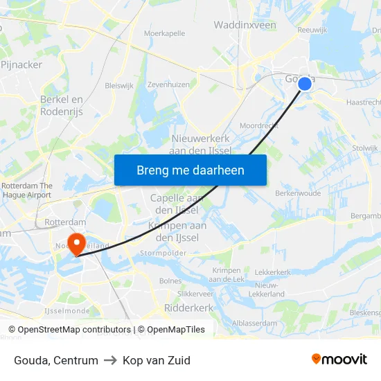 Gouda, Centrum to Kop van Zuid map