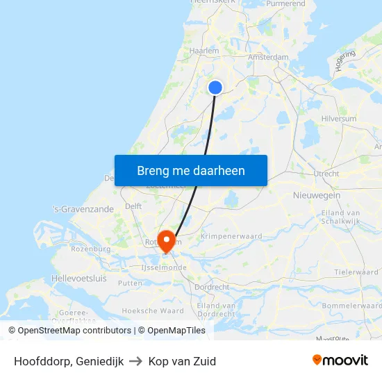 Hoofddorp, Geniedijk to Kop van Zuid map