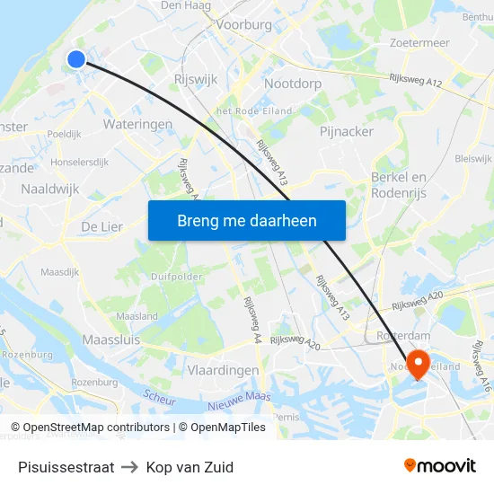 Pisuissestraat to Kop van Zuid map