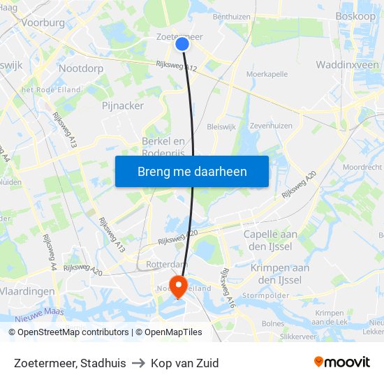 Zoetermeer, Stadhuis to Kop van Zuid map