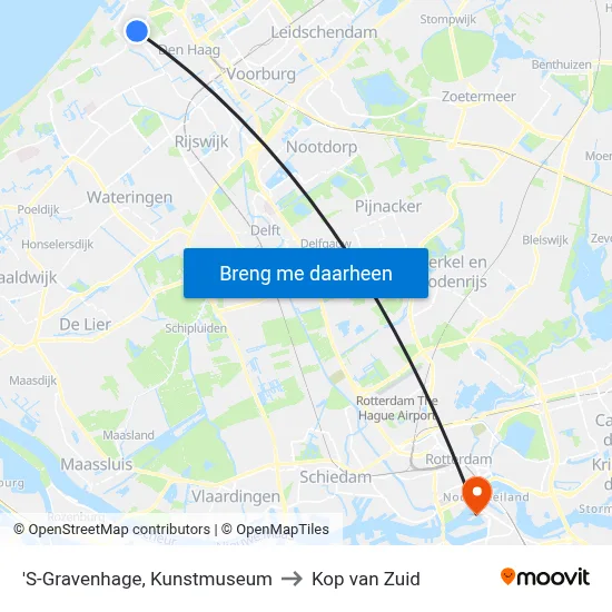 'S-Gravenhage, Kunstmuseum to Kop van Zuid map