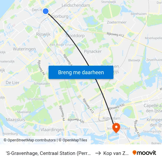 'S-Gravenhage, Centraal Station (Perron D) to Kop van Zuid map