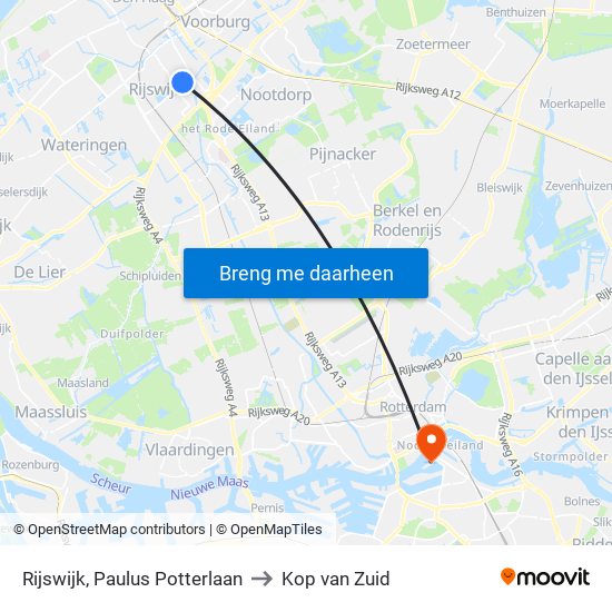 Rijswijk, Paulus Potterlaan to Kop van Zuid map