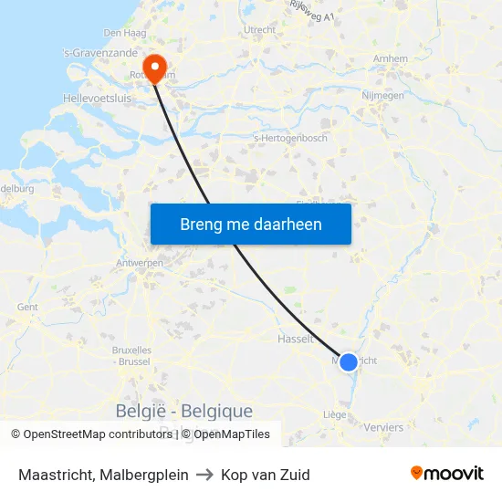 Maastricht, Malbergplein to Kop van Zuid map