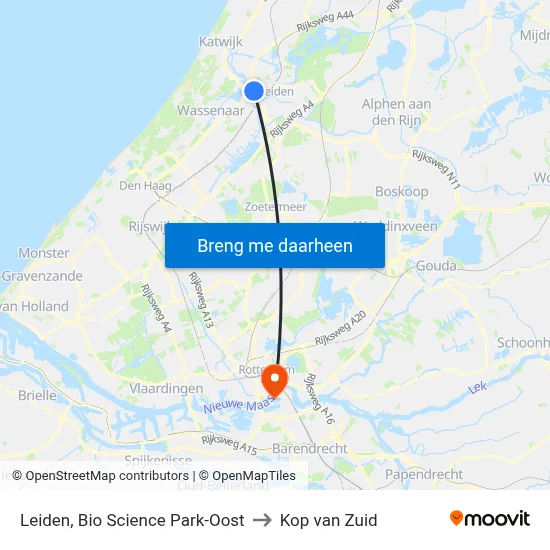 Leiden, Bio Science Park-Oost to Kop van Zuid map