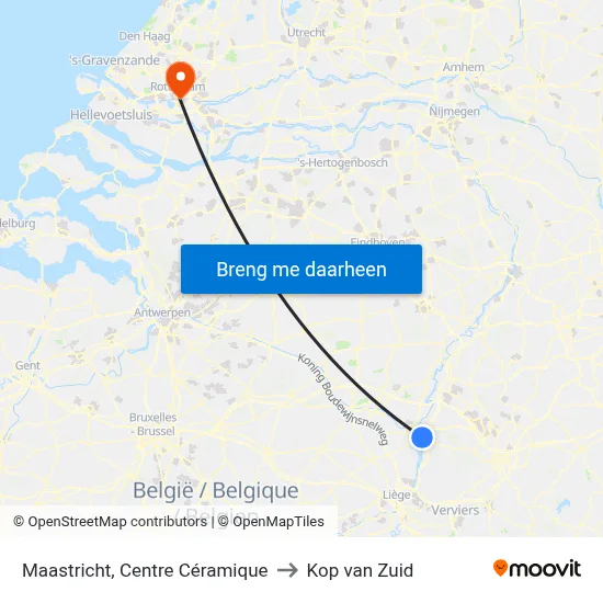 Maastricht, Centre Céramique to Kop van Zuid map