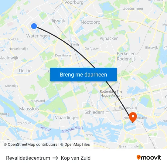 Revalidatiecentrum to Kop van Zuid map
