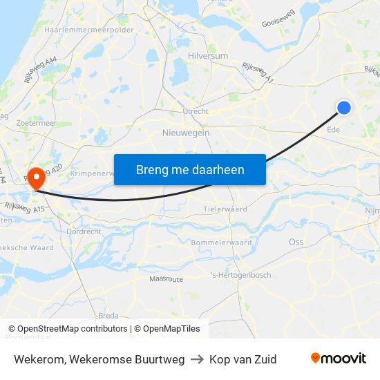 Wekerom, Wekeromse Buurtweg to Kop van Zuid map