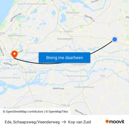Ede, Schaapsweg/Veenderweg to Kop van Zuid map