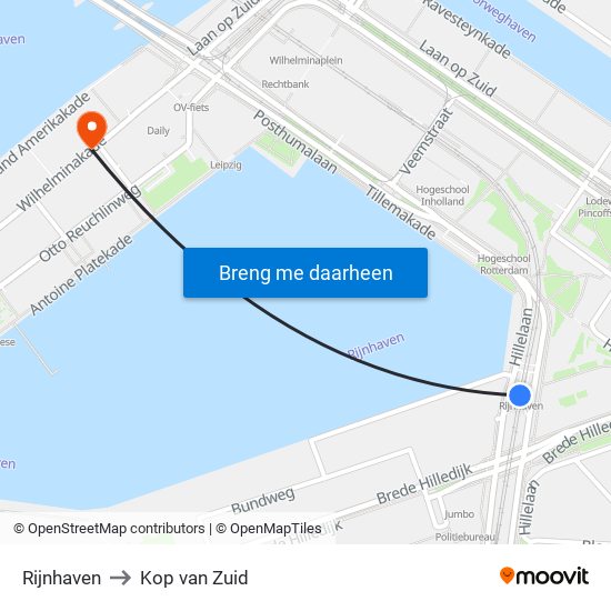 Rijnhaven to Kop van Zuid map