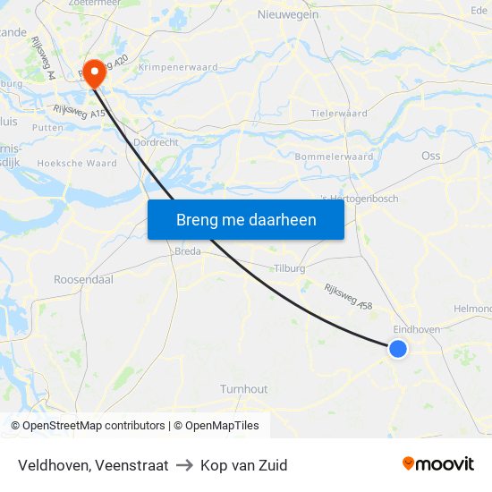Veldhoven, Veenstraat to Kop van Zuid map
