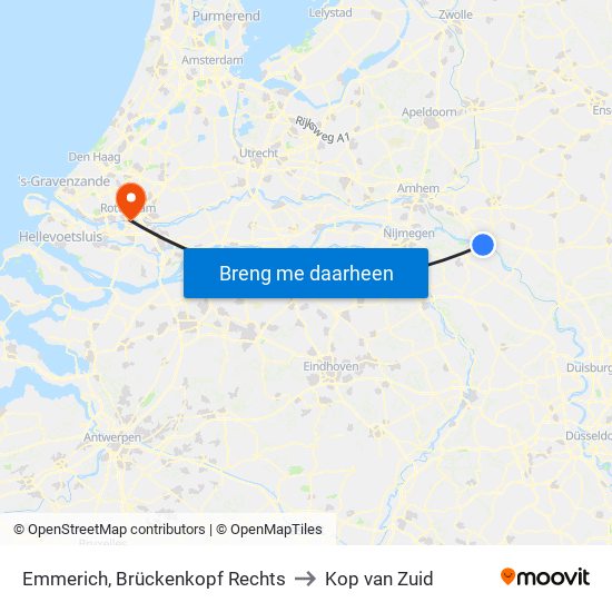 Emmerich, Brückenkopf Rechts to Kop van Zuid map