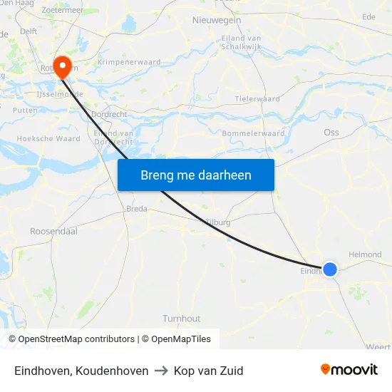 Eindhoven, Koudenhoven to Kop van Zuid map