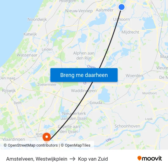 Amstelveen, Westwijkplein to Kop van Zuid map