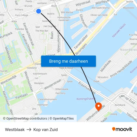 Westblaak to Kop van Zuid map