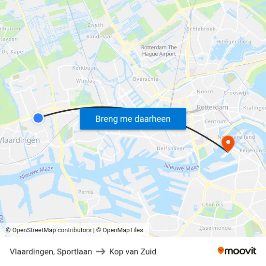 Vlaardingen, Sportlaan to Kop van Zuid map
