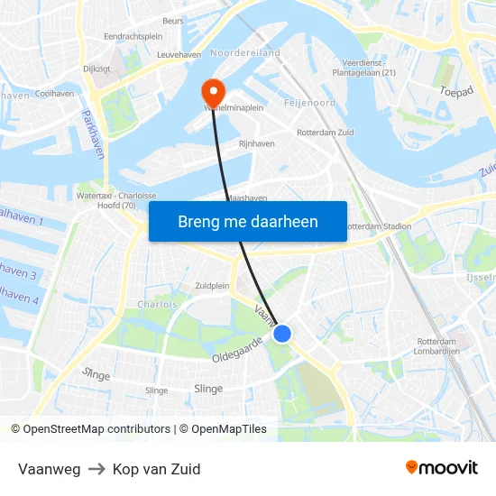 Vaanweg to Kop van Zuid map