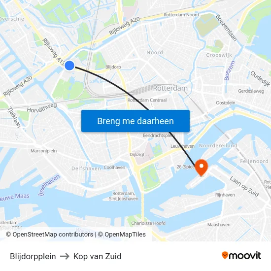 Blijdorpplein to Kop van Zuid map