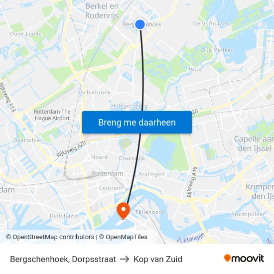 Bergschenhoek, Dorpsstraat to Kop van Zuid map