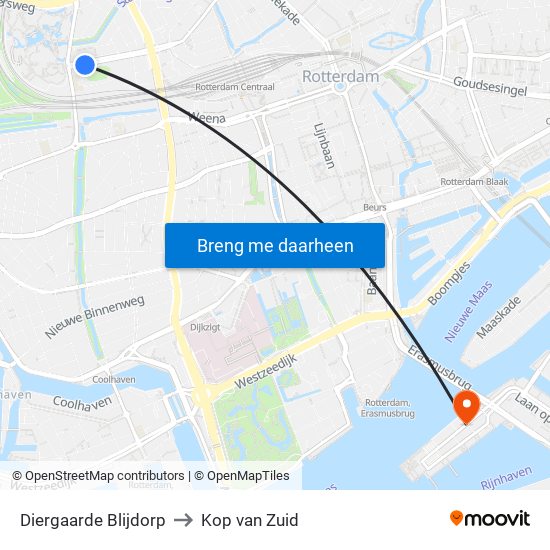 Diergaarde Blijdorp to Kop van Zuid map