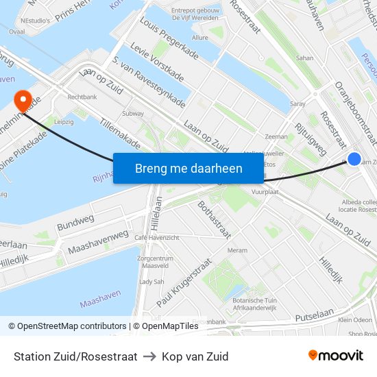 Station Zuid/Rosestraat to Kop van Zuid map