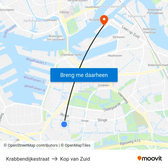 Krabbendijkestraat to Kop van Zuid map
