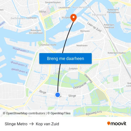 Slinge Metro to Kop van Zuid map