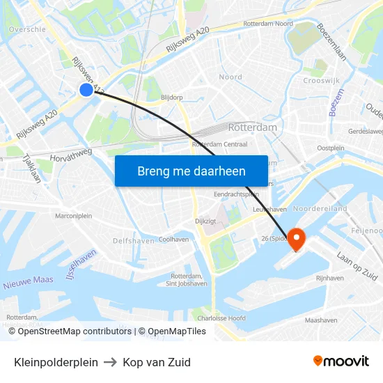 Kleinpolderplein to Kop van Zuid map