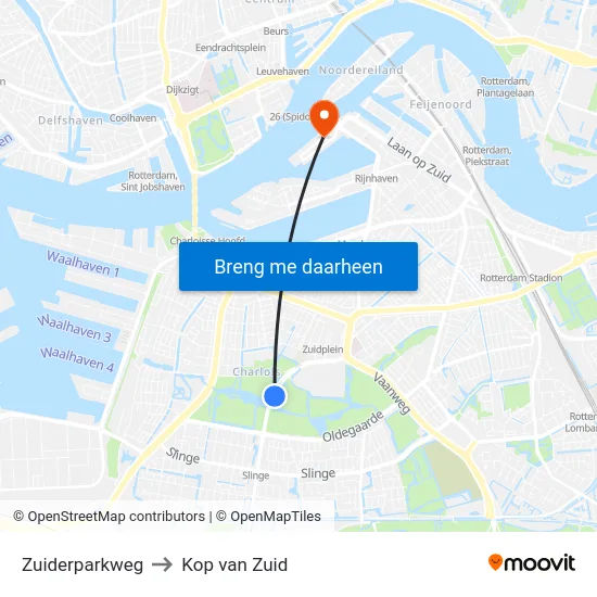 Zuiderparkweg to Kop van Zuid map
