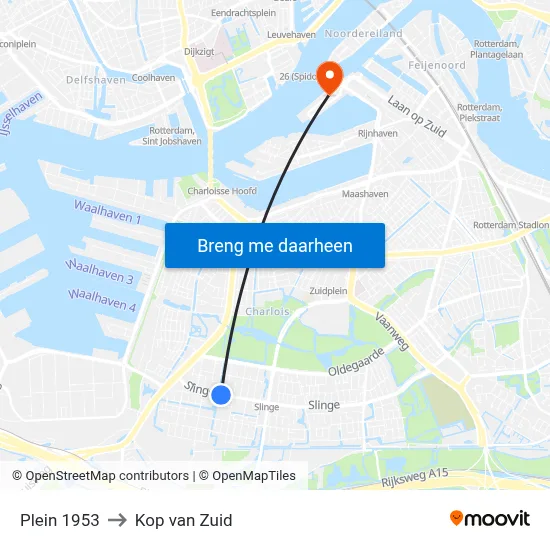 Plein 1953 to Kop van Zuid map