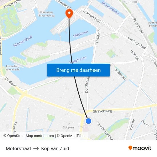 Motorstraat to Kop van Zuid map