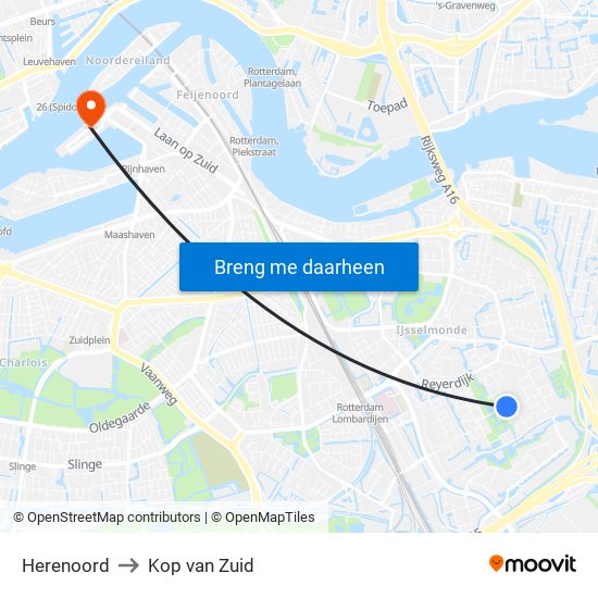 Herenoord to Kop van Zuid map