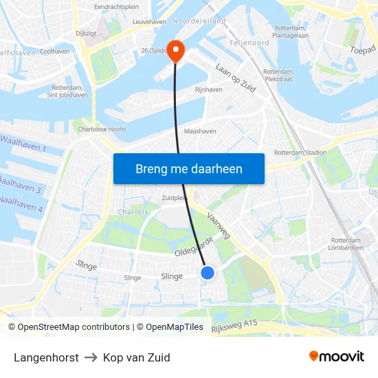 Langenhorst to Kop van Zuid map